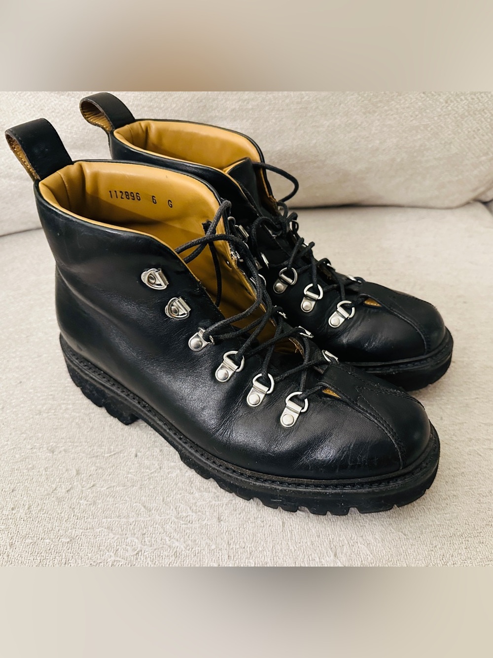 Grenson "Bobby" Mountain Black Leather Lace-up Combat Boot - US Men Size 6